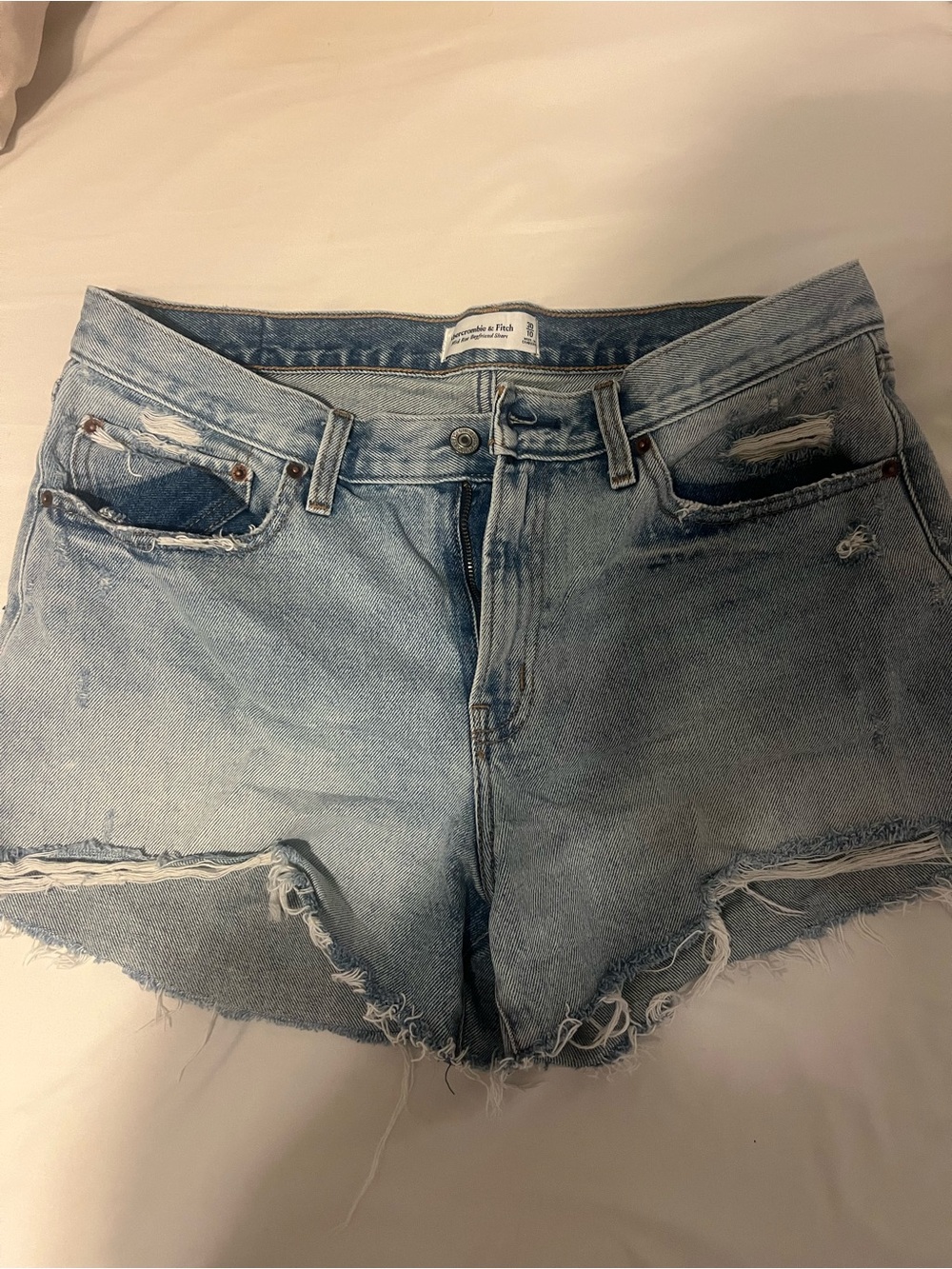 Light Wash Distressed Denim Shorts - Women